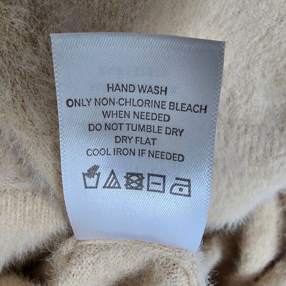 🆕️ Camila Coelho Yesenia Eyelash Puff Sleeve Open Back Mini Sweater Dress Nude - Picture 12 of 13